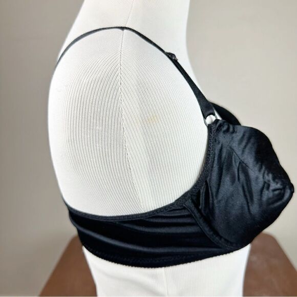 Victorias Secret Second Skin Vintage 90S Black Satin Push Up Bra 34C - Picture 4 of 10